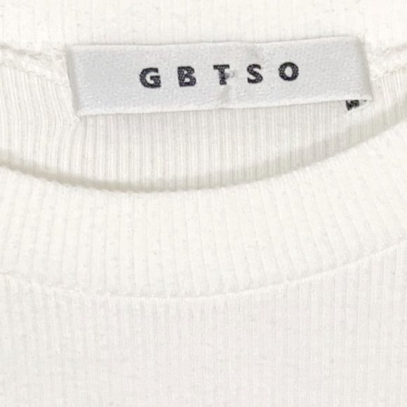 White/Off White Ribbed Designer Tank Top - Picture 3 of 4